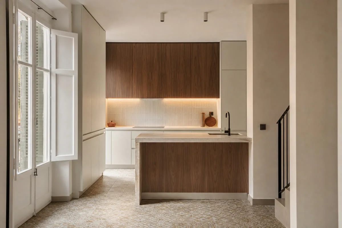 Cocina contemporánea a medida con distribución funcional