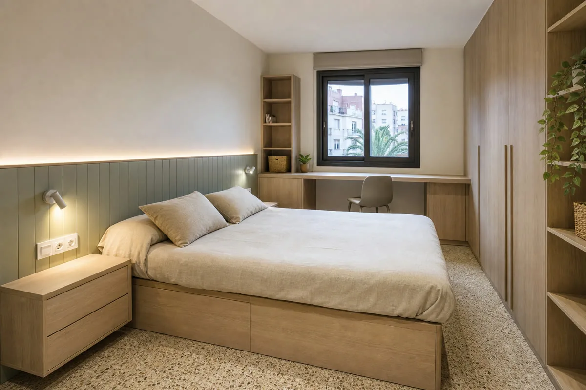 Detalle orientativo de materiales para muebles de dormitorio a medida